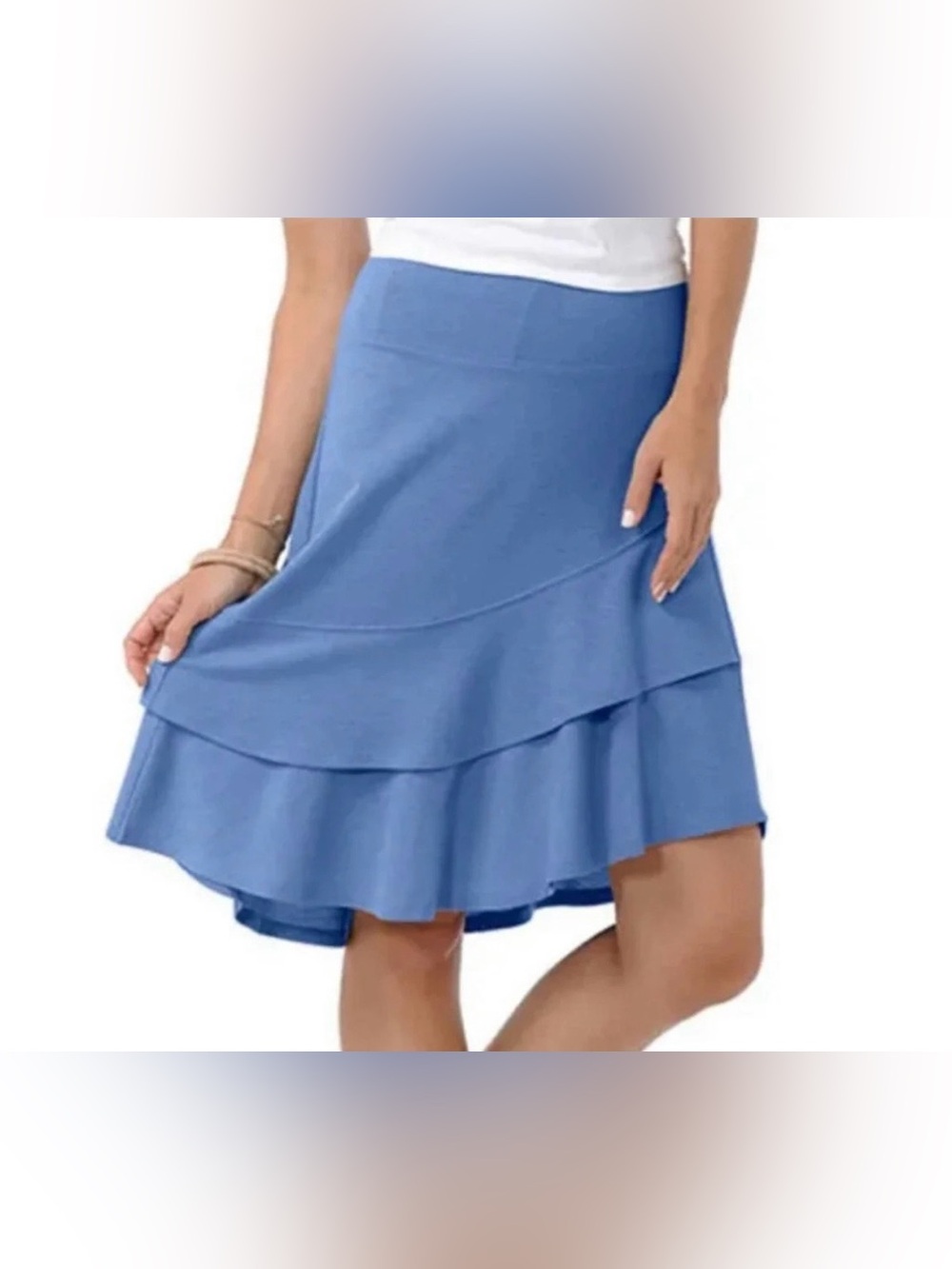 Horny Toad ‘Samba’ Scallop Asymmetrical Hem Double Layer Pull-On Skirt Size S